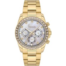 Freelook FL.1.10468-2 Fonksiyonlar Aktif Taşlı Tasarım Çelik Kasa Çelik Kordon Altın Renk Kadın Kol Saati