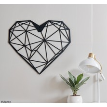 Geometrik Kalp Metal Duvar Dekoru | Lazer Kesim Siyah Kalp Tablo | Modern Ev & Ofis Duvar Süsü