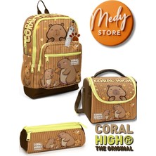 Coral High Kapibara Desenli 3’lü Okul Çanta Seti