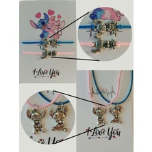 Disney Lilo ve Stitch Temalı Sevimli Kolye ve Bileklik Seti | Renkli, Eğlenceli