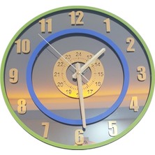 Formiqra Yeni Trend Gold Pleksi Gerçek Ayna Duvar Saati Çap 30CM Yeşil-Mavi