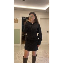 Nihanello Butik Çizgili Gömlek Elbise