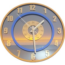 Formiqra Yeni Trend Gold Pleksi Gerçek Ayna Duvar Saati Çap 35CM Turuncu-Mavi