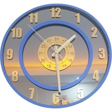 Formiqra Yeni Trend Gold Pleksi Gerçek Ayna Duvar Saati Çap 35CM Mavi-Mavi