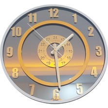 Formiqra Yeni Trend Gold Pleksi Gerçek Ayna Duvar Saati Çap 30CM Gri-Turuncu