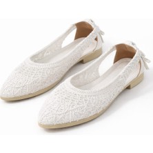 Slipcat Kadın Hasırlı Yanı Açık Arkası Fiyonk Babet Ev ve Dış Mekan Ayakkabısı