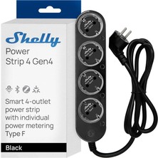 Shelly Power Strip 4 Gen4 Akıllı Çoklu Priz Siyah