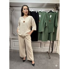 Ikili Takım Müslin Kumaş Bej Rengi Ikili Takım