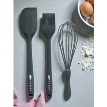 Multiamo Isıya Dayanıklı Silikon Büyük Boy Tatlı-Pasta Hazırlık Seti Sivri Spatula/yumurta Fırçası/çırpıcı