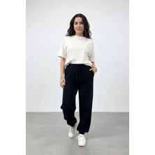 Softandbasic Kadın Mevsimlik Geniş Kalıp Paça Lastikli Salaş Yüksek Bel Eşofman Altı