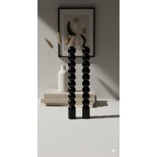 Maison Avf 2'li Set Siyah Bubble Sütun Dekoratif Şamdan Mum