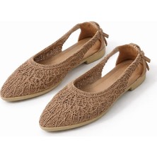 Slipcat Kadın Hasırlı Yanı Açık Arkası Fiyonk Babet Ev ve Dış Mekan Ayakkabısı