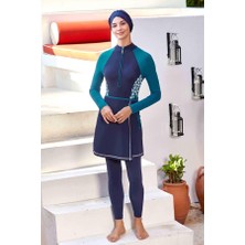 Remsa Mayo 3 Farklı Şekilde Giyilebilir Likralı Tam Kapalı Tesettür Mayo Karmen 4534 Koyu Lacivert