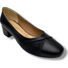 Nur Rose 9925-26 Parlak Baskı Deri Kalın Topuk Kadın Ayakkabı 4cm