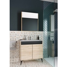 Akademik Mimarlık Akademik Banyo Elite 80 cm Lavabolu Mdf Banyo Dolabı Seti - Sonoma Meşe Renk