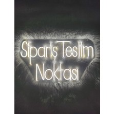 Dekoraven Sipariş Teslim Noktası Yazılı Neon LED Tabela | Kafe ve Restoran Için Işıklı Yönlendirme