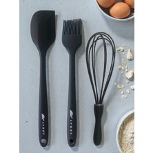 Multiamo Isıya Dayanıklı Silikon Büyük Boy Tatlı-Pasta Hazırlık Seti Sivri Spatula/yumurta Fırçası/çırpıcı