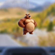 Prtp-Prototip Elektronik & Hobi Araba Ayna Süsü, Araba Süsü, Çanta Aksesuarı - Şişko Ayı - Pleksi Malzeme, Uv Baskılı - 024