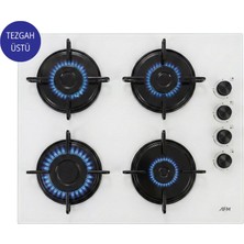 Afm Tech FC7401 Beyaz Set Üstü Gazlı Ocak – 4 Gözlü, Emaye Izgara, Doğalgaz & Lpg Uyumlu