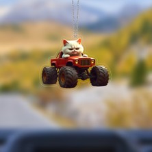 Prtp-Prototip Elektronik & Hobi Araba Ayna Süsü, Araba Süsü, Çanta Aksesuarı - Şöför Kedi - Pleksi Malzeme, Uv Baskılı - 023