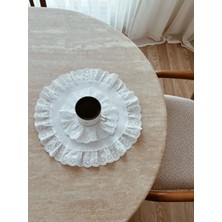 Nurgita Home Fırfırlı Fistolu Duck Keten Amerikan Servis &supla Beyaz