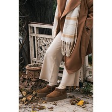 Nişantaşı Shoes Coco Sahra Süet Deri Kalın Taban Içi Kürklü Kadın Bot