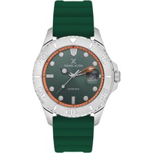 Daniel Klein DK.1.13816-3 Fosforlu Kadran 5 Atm Suya Dayanıklı Silikon Kordonlu Çelik Kaplama Yeşil Erkek Kol Saati