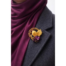 New Obsessions Granatist Gold Yaprak Kadın Broş Yaka Iğnesi
