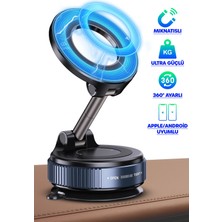 Depozee 360 Araba Telefon Tutucu Ayarlanabilir Masa Üstü Vakumlu Mıknatıslı Magsafe Telefon Tutucu Siyah