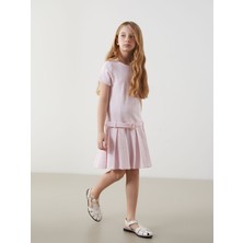 Lc Waikiki Yeni Sezon Bisiklet Yaka Pileli Kız Çocuk Elbise