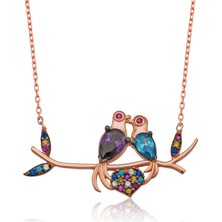 Noip 925 Ayar Gümüş Aşık Kumru Kuşlar Kadın Gümüş Kolye PT2610862 (944)