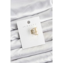 Depozee Gold Renk Pirinç Zirkon Taşlı Kıkırdak Earcuff Küpe