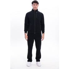 Rowinger 3 Iplik Kalın Dokulu Pilot Yaka Velör Şeritli Tam Fermuarlı Erkek Sweatshirt
