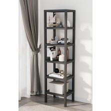 Ombeg Dekoratif 6 Bölmeli Plastik Çok Amaçlı Banyo Düzenleyici Saksılık Kitaplık Siyah