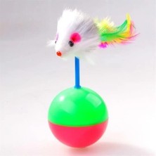 Depozee Kedi Oyun Topu Tüylü Fareli Hacı Yatmaz Eğitici Yavru Kedi Fare Kovalama Oyuncağı