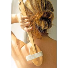 Gampus Doğal At Kılı Selülit Fırçası Ahşap Saplı Duş Sırt Kesesi Fırçası Doğal At Kılı Fırça Saplı