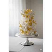 Deniz Party Store Gold Varaklı Gold 3 D 21 Li Kelebek Sticker Balon Pasta Süsü