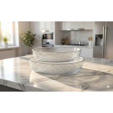 Borart İkili Petek Desenli Oval Tepsi Takımı