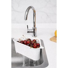 Fevito Vantuzlu Üçgen Lavabo Süzgeci Mutfak Evye Köşe Süzgeci Beyaz