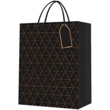 Depozee Desenli Siyah Küçük Karton Çanta