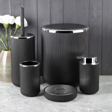 Perotti Lisbone Silver 5 Parça Banyo Aksesuar Seti Siyah Suya Dayanıklı Akrilik Plastik