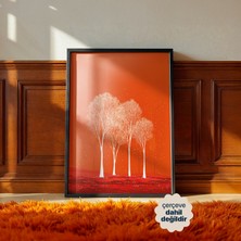 Persona Istanbul Artificial Collection - Turuncu Üzeri Beyaz Ağaçlar Posteri (Çerçevesiz)