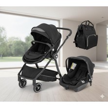 Öykü Bebek Dunyası 4'lü Set / Comfy Life Seyahat Sistem Bebek Arabası / Oto Koltuğu / Bebek Bakım Çantası / Yağmurluk