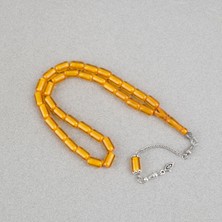 Lapisdo Ateş Kehribar Alpaka Püsküllü Kapsül Kesim 7X11MM Tesbih - Şeffaf Sarı