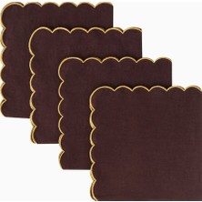 Once Milano 4’lü Dilimli Italyan Tasarımı, %100 Keten Peçete Seti Gold-Brown