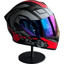 Scharf 902 Çene Açılır Motosiklet Kaskı – Güneş Gözlüklü (Rainbow Vizörlü) HX1RED