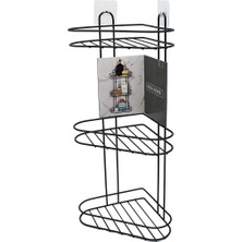 Shopwave 3 Katlı  Siyah Metal Köşe Rafı (5047)