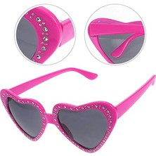 Shopwave Kalp Şekilli Taşlı Parti Gözlüğü Pembe Renk 6X16 cm (5047)