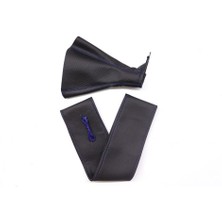 Buffer Tüm Araçlara Uyumlu Direksiyon Kılıfı ve Vites Körüğü Siyah Vinil Mavi