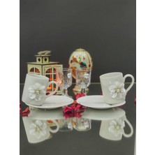 KirLinova Porselen Çiçek Detaylı Kahve Fincanı Takımı 2’li